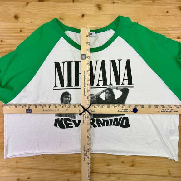 Daydreamer‎ Nirvana Nevermind Band Cropped Raglan Long Sleeve Shirt Womens XL - Picture 7 of 9